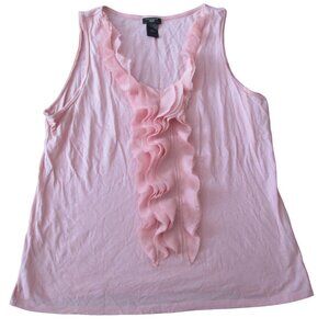 Ann Taylor Womens‎ Sleeveless Ruffle Blouse Size LP Petite Pink Shirt Pullover
